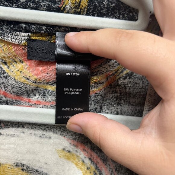 Ali Miles Colorful Swirl Print Open Front Cardigan XL Lightweight Knit - Picture 8 of 10